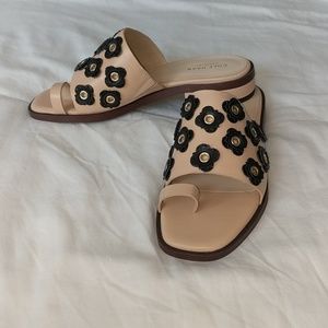 Cole Haan Carly slides, size 7, nude w/ black
